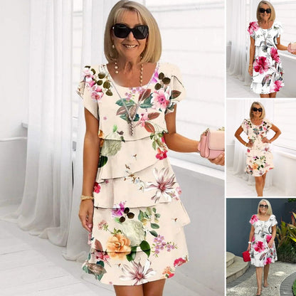 🌸Spring Specials 49% OFF🌸 Multi-plant Floral Print Cascade Dress💖