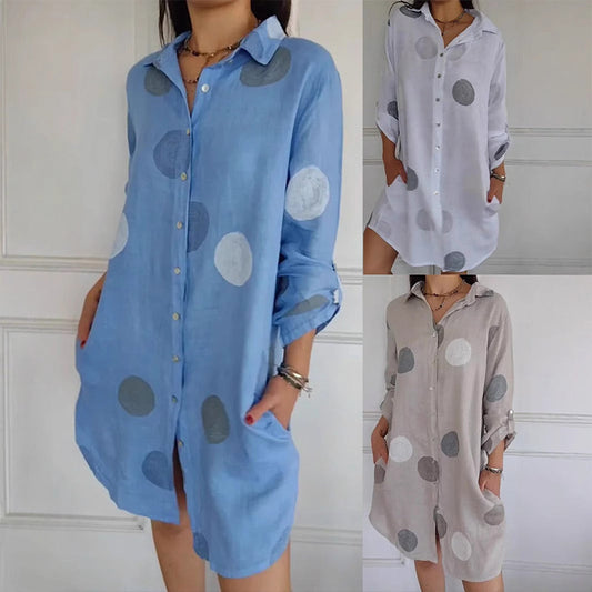 ⏳Summer Special 49% OFF⌛Women's Casual Printed Button-Down Shirt Dress