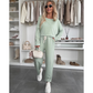✨ 2025 The Spring Hot Sale 🧥Solid Color Round Neck Top & Loose Pants 2-PCS👖