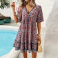 🔥Hot Sale 50%OFF👗Women’s Flower Print V Neck Short Sleeve Mini Dress