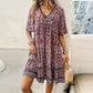 🔥Hot Sale 50%OFF👗Women’s Flower Print V Neck Short Sleeve Mini Dress