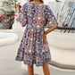 🔥Hot Sale 50%OFF👗Women’s Flower Print V Neck Short Sleeve Mini Dress