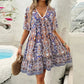 🔥Hot Sale 50%OFF👗Women’s Flower Print V Neck Short Sleeve Mini Dress