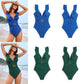 Sexy Ruffled Deep V-Neck One-Piece Swimsuit