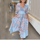 🔥Summer Hot Sales - 49% OFF🔥Women’s Elegant Floral Drawstring Long Dress