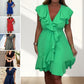 🎁Hot Sale 50% OFF⏳Women's Elegant Waist Tie V-Neck Ruffle Dress