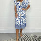 🌺Summer Hot Sale 50% OFF💐Printed Casual Dress With V-Neckline and Fringes on the Short Sleeves