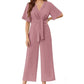 💖LAST DAY SALE 50% OFF💖Women's Elegant V-Neck Wide Leg Waist Tie Jumpsuit