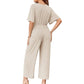 💖LAST DAY SALE 50% OFF💖Women's Elegant V-Neck Wide Leg Waist Tie Jumpsuit