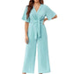 💖LAST DAY SALE 50% OFF💖Women's Elegant V-Neck Wide Leg Waist Tie Jumpsuit
