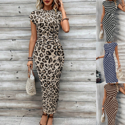 💖LAST DAY SALE 50% OFF💖💃Women's Striped Tie Waist Dress