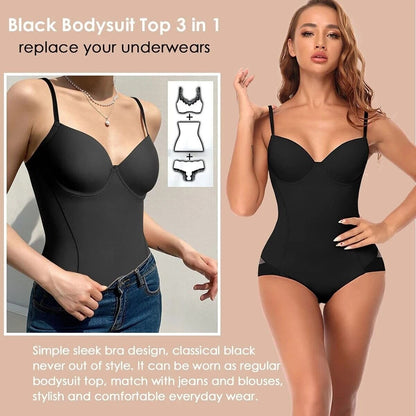 🏆 Last Day 50% OFF !Shapewear Bodysuit with Bra | Ruched Slimming Adjustable Waist✨