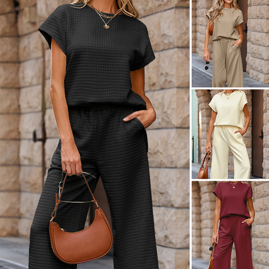 ⏳Summer Special 49% OFF⌛Women's Casual Pullover Tops & Wide Leg Pants 2 PCS Set