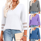 2025 New Women‘s 3/4 Length Sleeve Tops Trendy V Neck T Shirts
