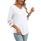 2025 New Women‘s 3/4 Length Sleeve Tops Trendy V Neck T Shirts