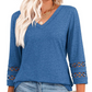 2025 New Women‘s 3/4 Length Sleeve Tops Trendy V Neck T Shirts