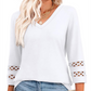 2025 New Women‘s 3/4 Length Sleeve Tops Trendy V Neck T Shirts