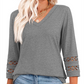 2025 New Women‘s 3/4 Length Sleeve Tops Trendy V Neck T Shirts
