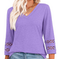 2025 New Women‘s 3/4 Length Sleeve Tops Trendy V Neck T Shirts