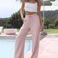 🔥Summer Sale-50% OFF✨High Waisted Drawstring Pocket Wide Leg Casual Linen-Feel Pants