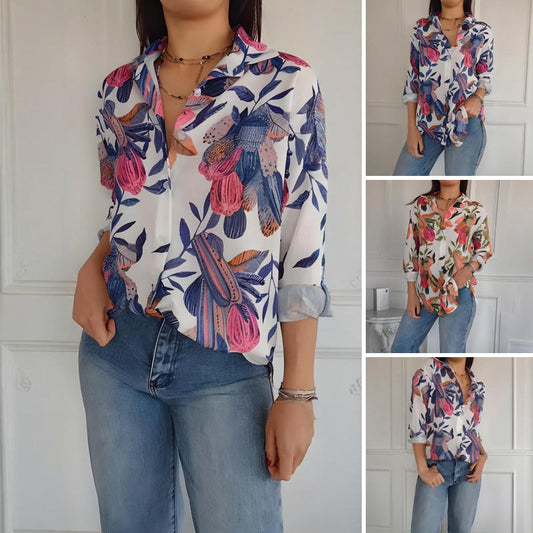 ⏰Hot Sale 49%OFF💜Elegant Plants Print Button-up Shirt