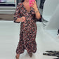 V-neck Printed Maxi Dress with 3/4 Sleeves