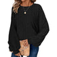 Women's Ribbed Loose-Fit Pullover Tops