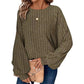 Women's Ribbed Loose-Fit Pullover Tops