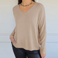 Women's Loose-Fitting V-Neck Knit Top