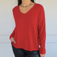 Women's Loose-Fitting V-Neck Knit Top
