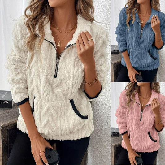 🔥Half-Zip Fuzzy Pocket Sweatshirt