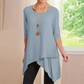 Women's Long Sleeve Asymmetrical Hem T-Shirt