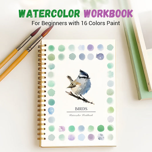 ⏰Hot Sale-50% Off🌼Watercolor Workbook with 16 Colors Paint (Beginner Friendly)
