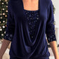 🏆2025 Christmas Hot Sale 54% OFF⚡Sequin Loose Smocked Fake Two-Piece Top