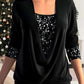 🏆2025 Christmas Hot Sale 54% OFF⚡Sequin Loose Smocked Fake Two-Piece Top