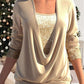 🏆2025 Christmas Hot Sale 54% OFF⚡Sequin Loose Smocked Fake Two-Piece Top