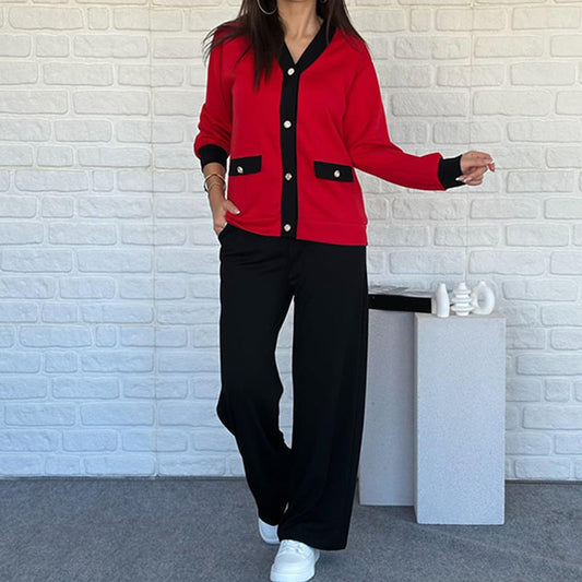 Women's Casual Color Block Two-Piece Set👚👖