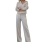 Women's Versatile Off-Shoulder V-Neck Top & Wide-Leg Pants