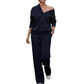 Women's Versatile Off-Shoulder V-Neck Top & Wide-Leg Pants