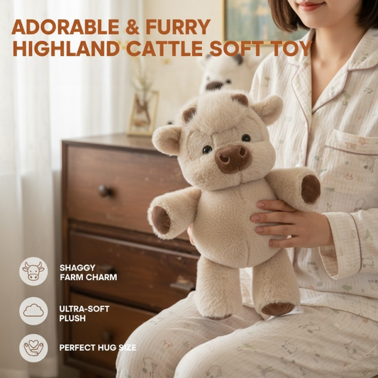 📢📢 60 %  OFF !! ⏰Adorable & Furry Highland Cattle Soft Toy