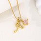 🎉New Year Sale-60% Off💖Initial Letter Necklace with Pink Heart Charm