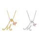 🎉New Year Sale-60% Off💖Initial Letter Necklace with Pink Heart Charm