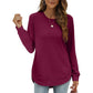 Women’s Solid High Low Hem Long-Sleeve Tops