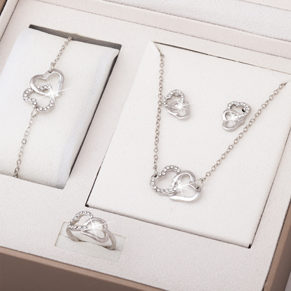 ✨Hot Sale 49% Off🌸4-Piece Set Double Heart Jewelry