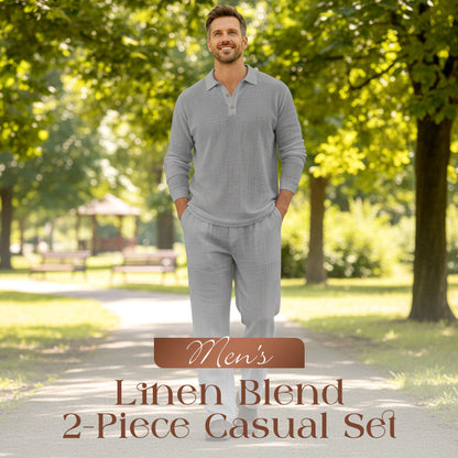 Men's Linen Blend 2-Piece Casual Set