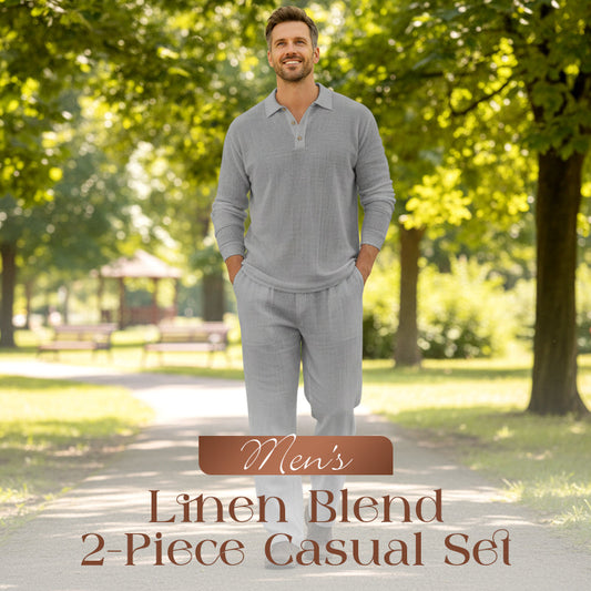 Men's Linen Blend 2-Piece Casual Set