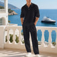 Men's Linen Blend 2-Piece Casual Set