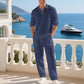 Men's Linen Blend 2-Piece Casual Set