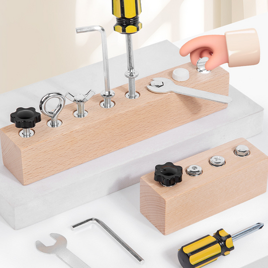 📢📢50% OFF !! ⏰Montessori Wooden Screw Driver Board Toy