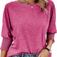 ⏳ Limited Time 50% Off!💐Women's Round Neck Smocked Cuff Dolman Sleeve Top